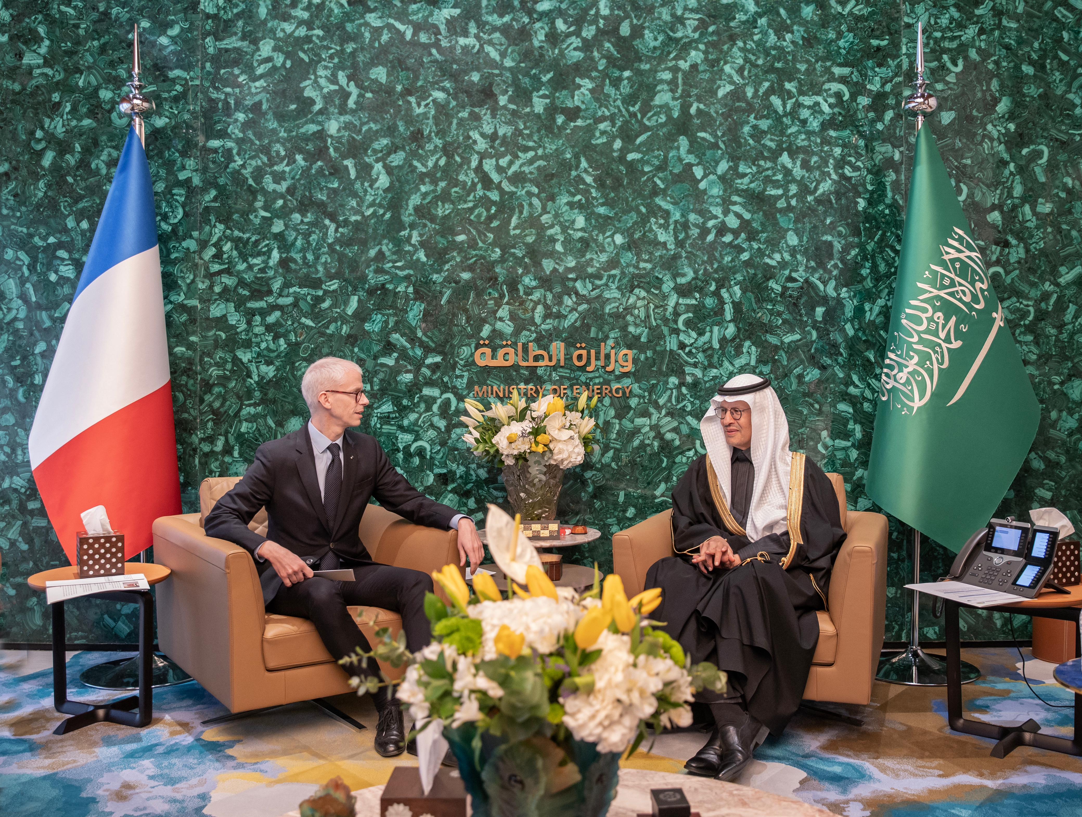 HRH Minister of Energy Discusses Ties with French Minister Delegate for Foreign Trade